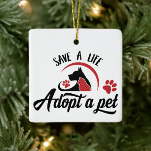 Rette ein Leben, adoptiere ein Haustier  Keramikornament