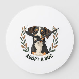 Rette ein Leben Adoptiere einen Hund Vintage Rettu Große Wanduhr