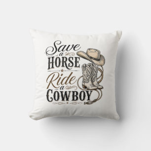 Rette ein Pferd, reite einen Cowboy Kissen