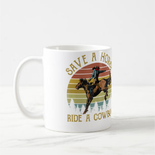 Rette ein Pferd, reite einen Cowboy-Reitpferd West Kaffeetasse