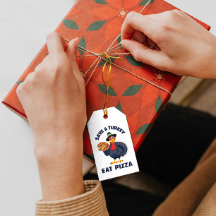 Rette einen Truthahn, iss Pizza Lustiges frohes Er Geschenkanhänger