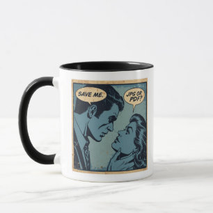 Rette Mich JPG oder PDF Lustiger Vintage-Comic-Tec Tasse