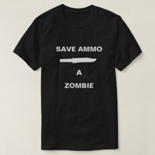 Rette-Munition-Messer einem Zombie T-Shirt