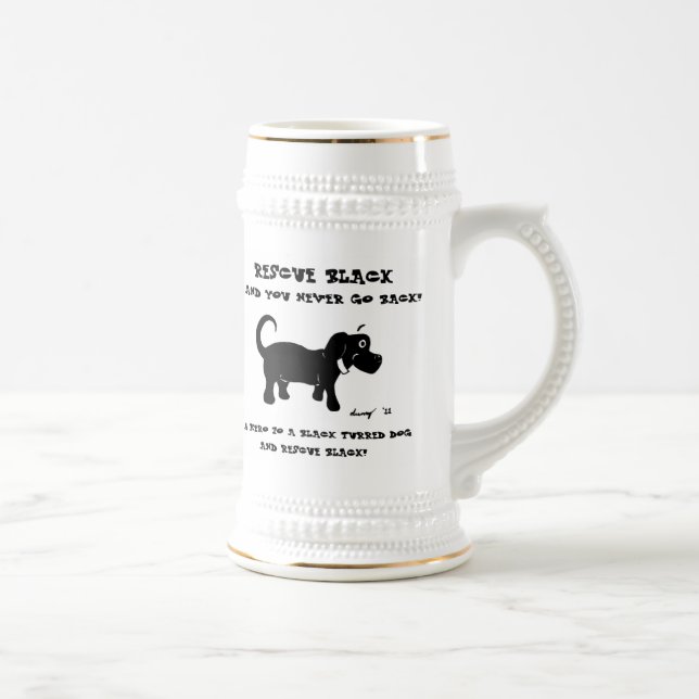 Rette schwarze Hunde Stein Bierglas (Rechts)