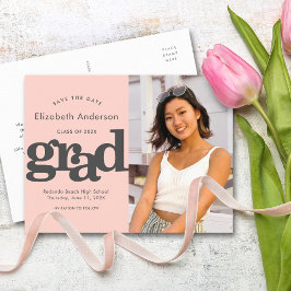 Retten Dattel Rosa Abschluss Foto Typografie Einladungspostkarte