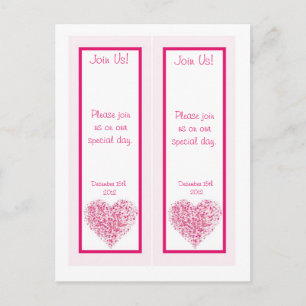 Retten hellrosa Hochzeit des Herz-2 Ankündigungspostkarte