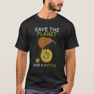 Retten Sie das Planet Mountain Bike Kiwi Radfahren T-Shirt
