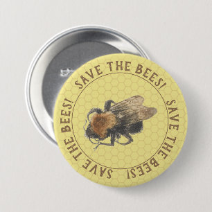 Retten Sie den Bienen   Vintage Honigbiene u. Button