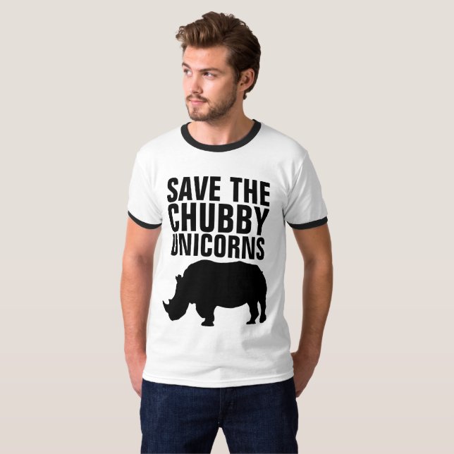 RETTEN Sie DEN CHUBBY UNICORNS lustige T - Shirts (Vorne ganz)