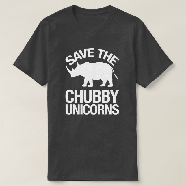 Retten Sie den Chubby Unicorns lustiges T-Shirt (Design vorne)