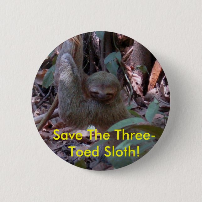 Retten Sie den Drei-Toed Sloth! Knopf Button (Vorderseite)