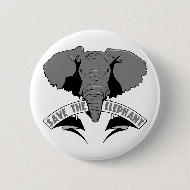 Retten Sie den Elefanten Button (Vorderseite)