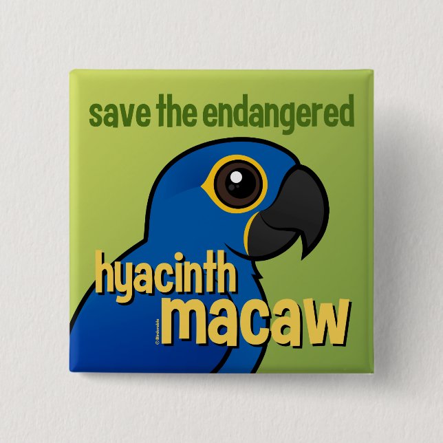 Retten Sie den gefährdeten HyazintheMacaw Button (Vorderseite)