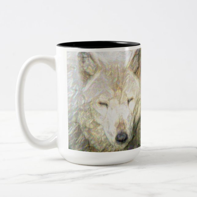 Retten Sie den großen amerikanischen Wolf Zweifarbige Tasse (Links)