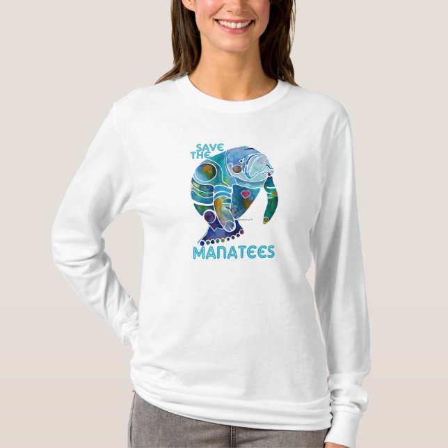 Retten Sie den Manatis Damen-lang Sleeved Shirt (Vorderseite)