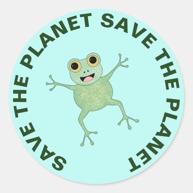Retten Sie den Niedlichen Frosch der Planeten-Aufk Runder Aufkleber (Vorderseite)