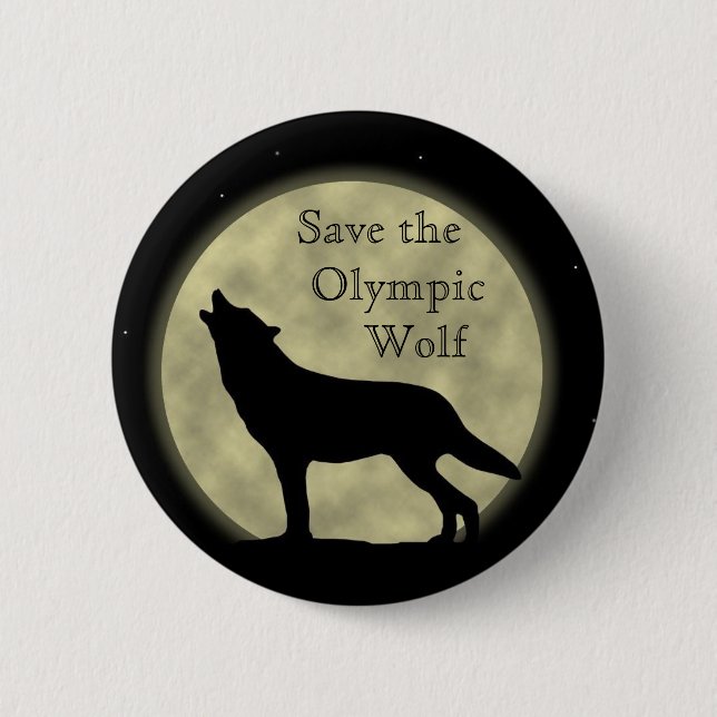 Retten Sie den olympischen Wolf Button (Vorderseite)