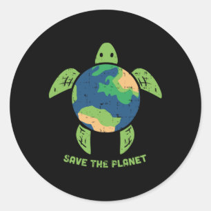 Retten Sie den Planeten Erde Tag Umwelt Schildkröt Runder Aufkleber