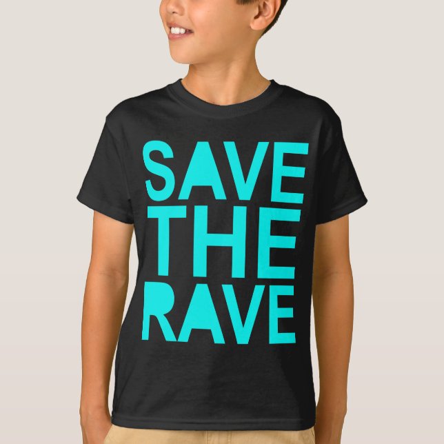 Retten Sie den Raven blauen NU-Rave Raver T-Shirt (Vorderseite)