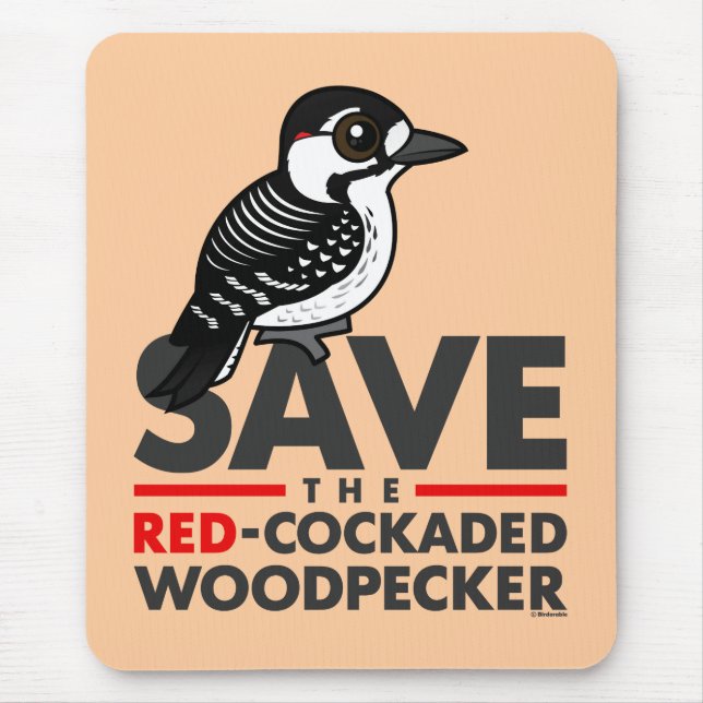 Retten Sie den Roten-cockaded Specht Mousepad (Vorne)