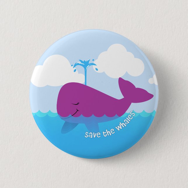 Retten Sie den Walen niedlichen Knopf Button (Vorderseite)