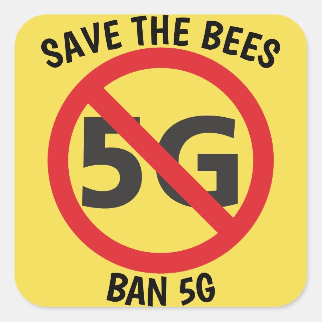 Retten Sie die Bienen, Aufkleber des Verbots 5G (Vorderseite)
