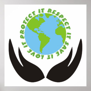 Retten Sie die Erde und die Hände Poster