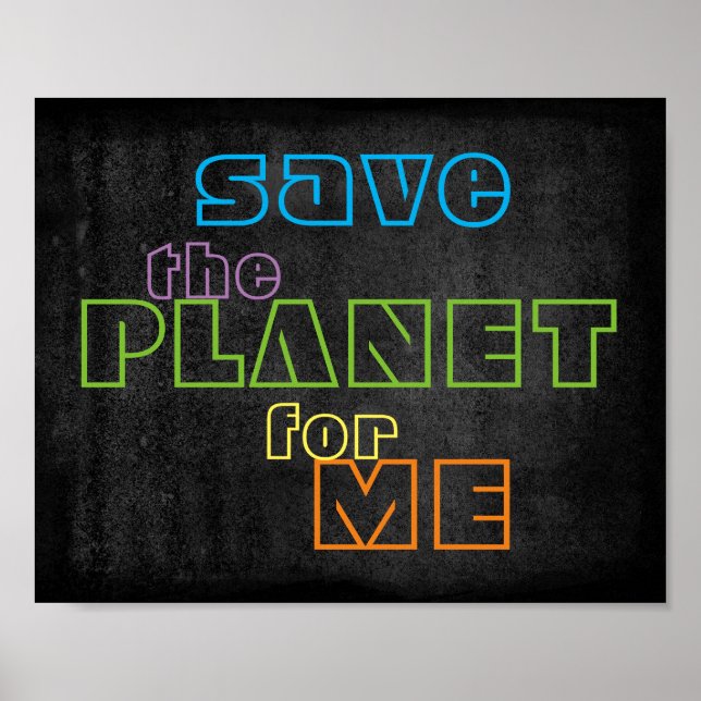 Retten Sie die farbenfrohe Plakatwand des Planeten Poster (Vorne)