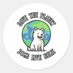 Retten Sie die Hunde des Planeten hier am Tag des  Runder Aufkleber