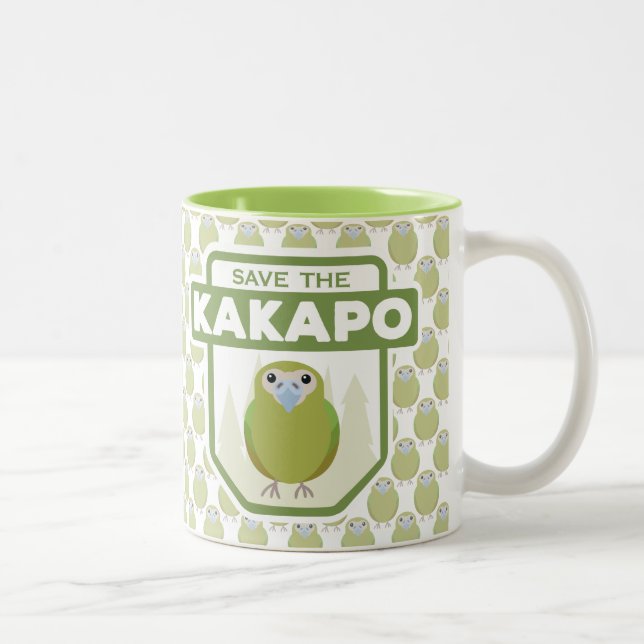 Retten Sie die Kakapo-Papageien-Tasse Zweifarbige Tasse (Rechts)