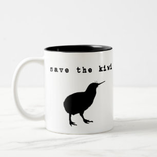 Retten Sie die Kiwi-Neuseeland-Kaffee-Tasse Zweifarbige Tasse
