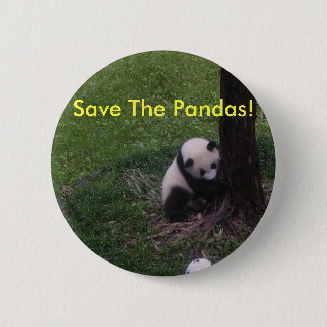 Retten Sie die Pandas! Button (Vorderseite)