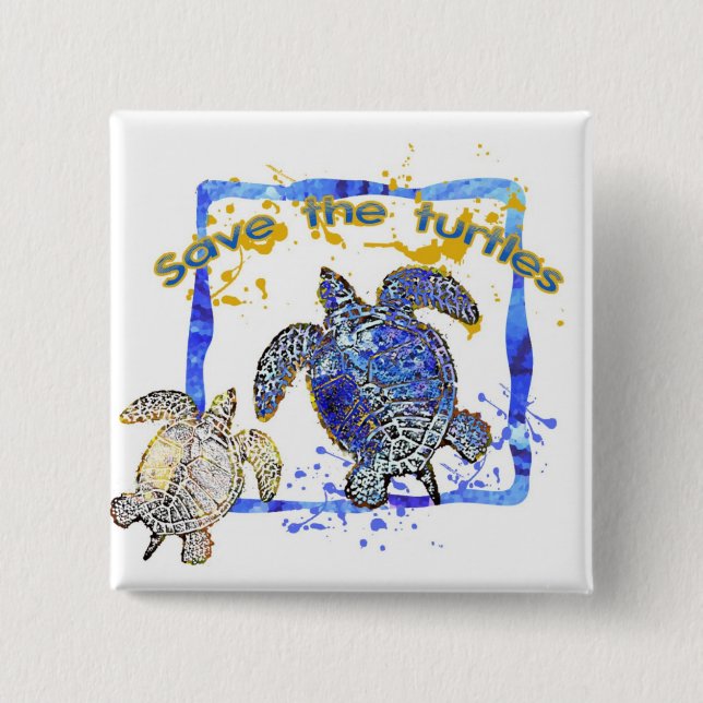 Retten Sie die Schildkröten Button (Vorderseite)