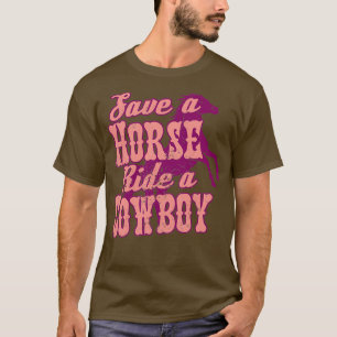Retten Sie ein Pferd auf einem Cowboy Pink T-Shirt