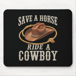 Retten Sie eine Pferdereifahrt Ein Cowboy Der Sonn Mousepad