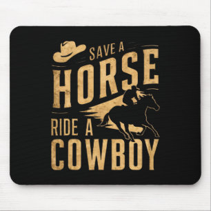 Retten Sie eine Pferdereifahrt Ein Cowboy Der Sonn Mousepad