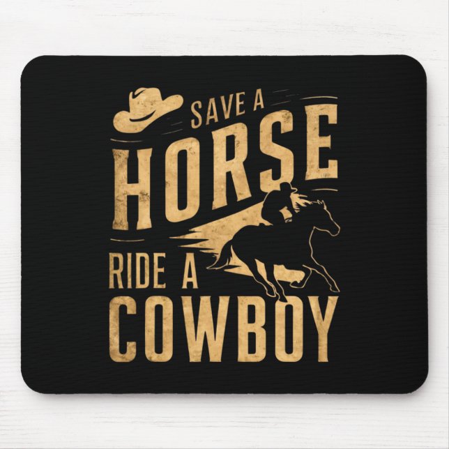 Retten Sie eine Pferdereifahrt Ein Cowboy Der Sonn Mousepad (Vorne)