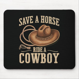 Retten Sie eine Pferdereifahrt Ein Cowboy Der Sonn Mousepad