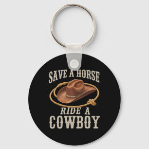 Retten Sie eine Pferdereifahrt Ein Cowboy Der Sonn Schlüsselanhänger