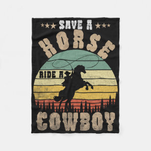 Retten Sie eine Pferdereifahrt Ein Cowboy Funny Re Fleecedecke