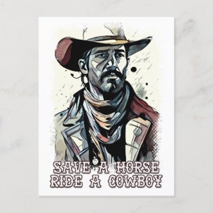 Retten Sie eine Pferdereifahrt ein Cowboy Funny We Postkarte