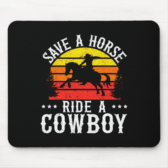 Retten Sie eine Pferdereifahrt Ein Cowboy Western  Mousepad (Vorne)