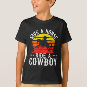 Retten Sie eine Pferdereifahrt Ein Cowboy Western  T-Shirt