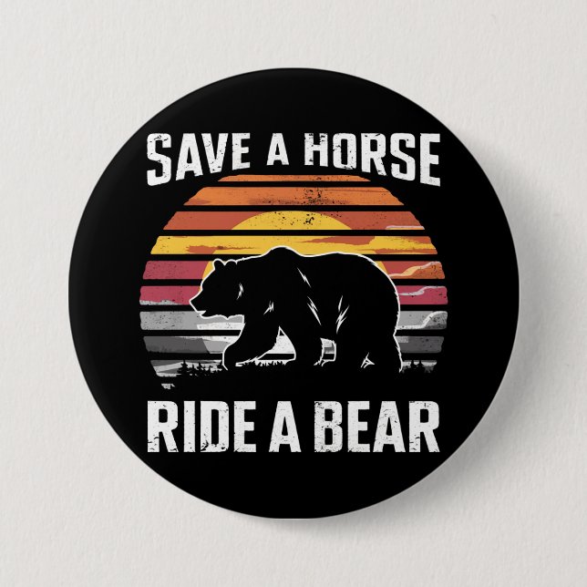 Retten Sie eine Reittour mit einem Bärenbär in der Button (Vorderseite)