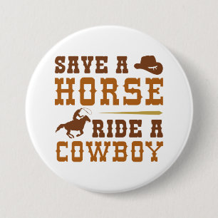Retten Sie einen Pferdereiten einen Cowboy Button