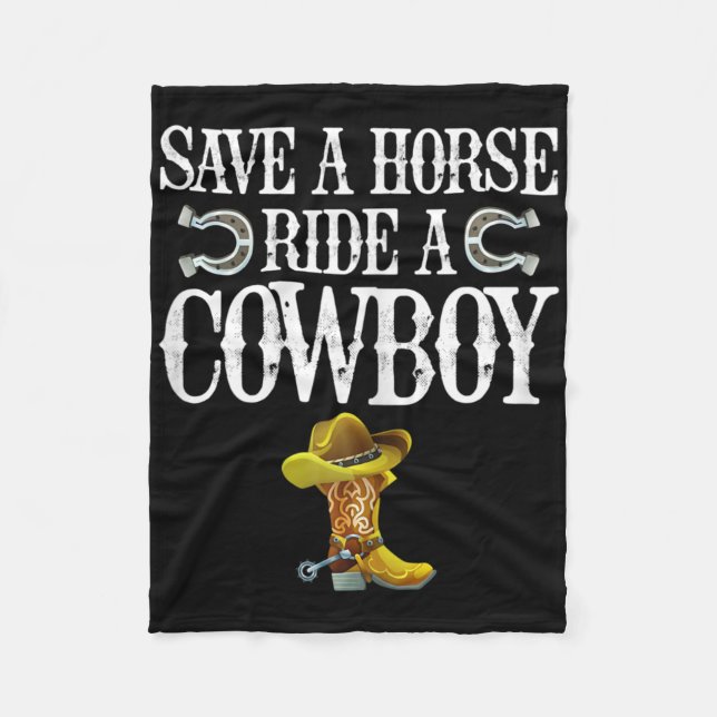 Retten Sie einen Pferdereiten einen Cowboy Fleecedecke (Vorderseite)