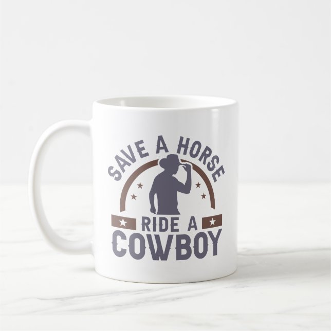 Retten Sie einen Pferdereiten einen Cowboy Kaffeetasse (Links)