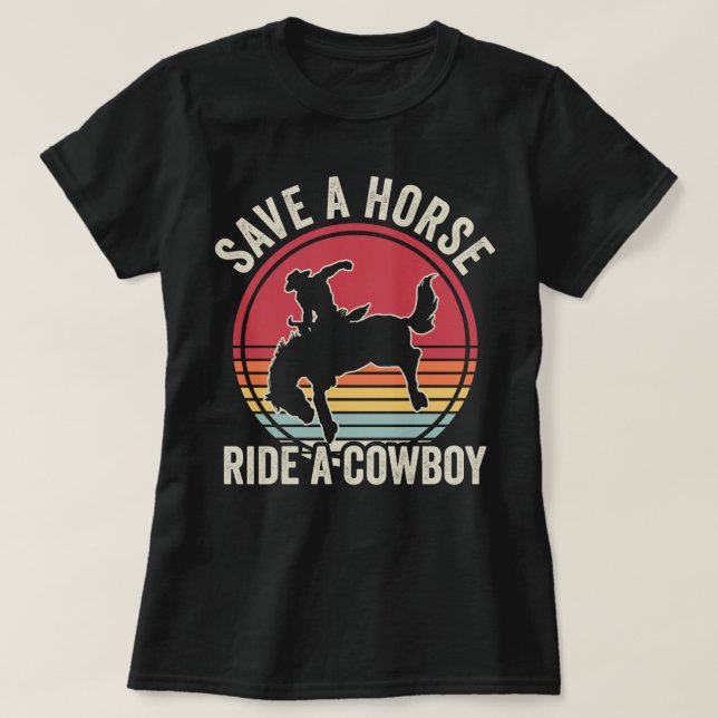 Retten Sie einen Pferdereiten einen Cowboy T-Shirt (Design vorne)