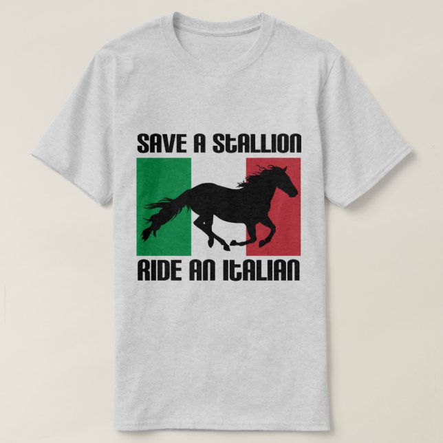 Retten Sie einer Stallions-Fahrt eine italienische T-Shirt (Design vorne)