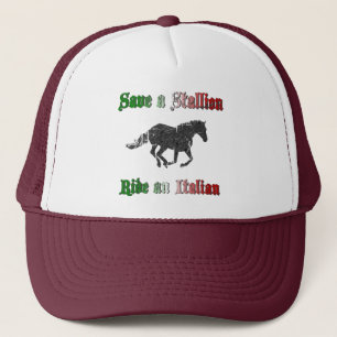 Retten Sie einer Stallions-Fahrt einen Truckerkappe